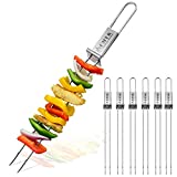 CMYK Barbecue Skewers, 6-Pack 13" Stainless Steel Grilling Skewers with Slider, Reusable Metal BBQ Shish Kabob Skewer Sticks