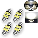 TORIBIO 31mm LED Bulbs 6000K Pure White Bright Interior Car Lights Error Free CANBUS 6-SMD 5730 Chipsets 3175 Festoon Dome Lights, De3021 De3175 LED Bulbs 4pcs