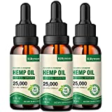 (3-Pack) Hemp Oil for Pain Relief  Helps Anxiety Stress Relief Sleep Aid Mood Calm  Organic Hemp Seed Oil Extract Drops Tincture - Natural Made in USA