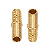 Brass Hose Barb Reducer, 5/8" to 1/2" Barb Hose ID, Reducing Barb Brabed Fittings Splicer Mender Union Air Gas Water Fuel Line Heater Garden Pond Poly Tubing Adapter (Pack of 2)