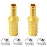 Metaland Brass Hose Barb Reducer, 5/8" to 1/2" Hose ID, Reducing Barbed Hose Splicer Mender Coupler Warter Fuel Air (Pack of 2)