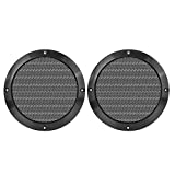 X AUTOHAUX 2pcs 6.5 Inch Metal Glossy Audio Speaker Cover Mesh Subwoofer Grill Horn Guard Decorative Circle Grille Protector Black for Car