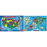 Melissa & Doug USA and World Map Floor Puzzle Bundle