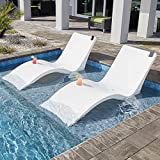 Floating Luxuries Kai Shelf Lounger, in-Pool, Use in Pools with Shelves Up to 9 Inches Deep, Built-in Drink and Phone Holders, Set of 2 in-Pool Chaise Lounge Chairs, Arctic White