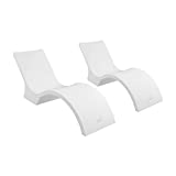 Ledge Lounger - Signature Chaise Deep - Inside Pool & Sun Shelf Lounge Chair - Designed for Deep Shelves 10-15 - Compatible with All Pool Types - Poolside & Sun Deck Tanning - Set of 2 - White