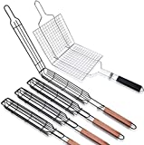 5 Pcs Kabob Grilling Baskets Set Kebab Grilling Baskets Nonstick Fish Grill Basket Rack Stainless Steel BBQ Tool Grilling Accessories for Fish Vegetable Steak Shrimp Veggies Kabob Barbecue Skewers