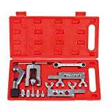 Flaring Tool Kit, Single Flaring and Swaging Tool with Extra Adapters, 45 Single Flare on Copper, Aluminum, Magnesium, Soft Steel Brake Line & Brass Tubing