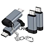 USB C to Micro USB Adapter, (4-Pack) Type C Female to Micro USB Male Convert Connector with Keychain Charge & Data Sync Compatible Samsung Galaxy S7/S7 Edge, Nexus 5/6 and Micro USB Devices(Grey)