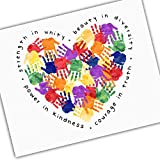 Inclusivity and Diversity Art for Kids - Handprints Heart - Strength in Unity Beauty in Diversity Power in Kindness Rainbow Colors Classroom UNFRAMED Poster 5x7" 8x10" 11x14" 16x20" 24x36"