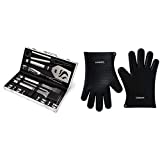 Cuisinart Deluxe Grill Set, 20-Piece, CGS-5020, Stainless Steel & CGM-520 Heat Resistant Silicone Gloves, Black (2-Pack)