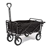 Mac Sports Collapsible Folding Outdoor Utility Wagon with Side Table - Black