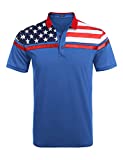 COOFANDY Men's American Flag Polo Shirt Floral Print Short Sleeve Polo T-Shirts