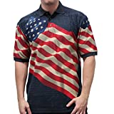 American Summer Original Men's Waving USA Flag Polo Shirt in Navy Blue (X-Large)