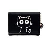 Cute Cat Girls Wallet for Teens Kids Women Slim Tri-Fold Wallet Purse Card Holder Organizer With Paw Pendant