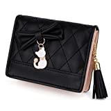 UTO Wallet for Girls Leather Vegan Small Wallet Cat Pendant Card Phone Holder Zipper Coin Women Purse 543