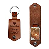 Leather Keychain-Dad Gifts-Remember I Love You Daddy Leather Photo Keychain-Daddy Gifts from Daughter-Personalized Present for Papa Christmas Father's Day Birthday