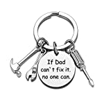 Dad Gifts From Daughter Son Fathers Day Gift Keychain Christmas Gift Birthday Gift for Papa Step Dad Grandpa (If Dad can't fix it, no one can.)