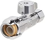 SharkBite 1/2 x 3/8 Inch Compression Straight Stop Valve, Quarter Turn, Push to Connect Brass Plumbing Fitting, PEX Pipe, Copper, CPVC, PE-RT, HDPE, 23037-0000LF