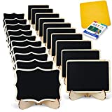 FUTUREPLUSX 20 Pack Mini Chalkboards Signs with Easel Stand, Message Board Signs with Chalk and Cleaning Cloth Small Blackboards Place Cards for Wedding Party Event Decoration