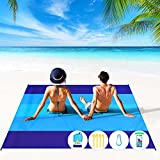 BYDOLL Beach Blanket 78''81'' 4-7 Adults Oversized Lightweight Waterproof Sandproof Beach Blanket Large Picnic Mat Beach Blanket for Beach Travel Camping Hiking Picnic(78" X 81", Blue-Mixed)