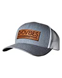 Curved Bill - Dad Vibes Leather Patch Classic Snapback Hat (Heather Grey/White Mesh)