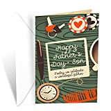 Father's Day Card For Son, Prime Greetings, Made in America, Eco-Friendly, Thick Card Stock with Premium Envelope 5in x 7.75in, Packaged in Protective Mailer