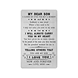 To My Son Gifts from Mom, Happy Son Birthday Gift Card, Step Mother to Son Graduation Present,Engraved Wallet Card Insert for Boy