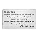 Son Wallet Card from Mom, To My Son Wherever Your Journey In Life May Take You, Son Gifts from Mom, Wallet Insert for Son, Always Be Safe Son, Birthday Gifts, Father's Day