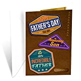 Son Father's Day Card, Prime Greetings, Made in America, Eco-Friendly, Thick Card Stock with Premium Envelope 5in x 7.75in, Packaged in Protective Mailer