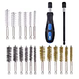 18 Pieces Steel Bore Brush in Different Sizes Twisted Wire Stainless Steel Cleaning Brush with Handle 1/4 Inch Hex Shank for Power Drill Impact Driver, 4 Inch in Length