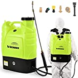 WOEKBON 4 Gallon Battery Powered Backpack Sprayer Electric Garden Pump Sprayer W/8.0A Lithium Battery for Long Time Sprery Brass Telescope Wand and Multiple Nozzles for Spraying Cleaning