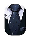 Cute Ties with Penguin Gift for Men Necktie Set Classic Handkerchief Cufflinks