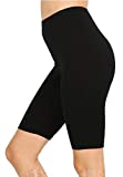 Women Cotton High Waist Active Bermuda Bike Short Leggings 10" Length (Black, X-Large)