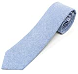 Men's Chambray Cotton Skinny Necktie Tie - Light Blue