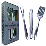 Extra Long Heavy Duty BBQ Grill Tools Set - 3 Piece Stainless Steel Utensils Set Includes Spatula Fork & Tongs - Barbecue Grilling Accessories - Outdoor Grilling kit in Gift Box Packaging
