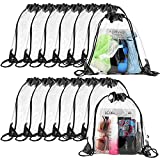 30 Pieces Clear Drawstring Bags, Plastic Waterproof Transparent Stadium Backpack Clear String Bag for Gym Concert Travel Beach Swimming Sport Workout Stadium Approved