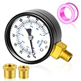 MEANLIN MEASURE 0-100Psi 2" DIAL FACE 1/8"NPT Well Pump Pressure Gauge with 1/4"NPT and 3/8"NPT Adaptor, 3-2-3% AccuracyLower Mount