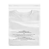 100 Count - 12" x 15", Self Seal 1.6 Mil Clear Plastic Poly Bags with Suffocation Warning for Clothing, T-Shirts, Pants-Resealable Adhesive,Not Strong