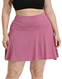 HDE Women's Plus Size Tennis Skort Pleated Athletic Golf Skirt with Shorts Pink - 3X