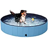 Yaheetech Hard Plastic Dog Pools Foldable Pets Bath Tubs Collapsible Pool Bathing Swimming Tub Pool, 55.1inch.D x 12in. H, Blue