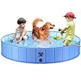Casfuy Foldable Dog Pool - 48'' / 63" Portable Dog Swimming Pool & Collapsible Swimming Pool for Small Large Dogs (63''x12'')