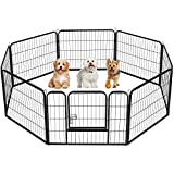 Yaheetech 8 Panel 24-inch Dog Pen Playpen - Heavy Duty Metal Pet Dog Puppy Exercise Fence Fencing Barrier Kennel w/Gate Outdoor Indoor Black