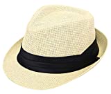 Simplicity Men Feodra Hats Men's Fedoras Mens Hats Fedora Summer Sun Short Brim Straw Fedora Hat Fadorabhats for Men, Natural LXL