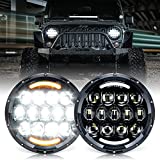 Xprite 105W LED Headlights with Hi/Lo Beam, DRL and Amber Turn Signal, 7 inch Round Headlights Compatible with Jeep Wrangler JK TJ LJ 1997-2018, DOT Approved