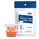 [2 OZ, 50 Sets] EDI Clear Disposable Plastic Portion Cups with Leakproof Lids | Jello Shot Cups | Condiment and Dipping Sauce Cups | Souffle Cups | BPA Free | Recyclable