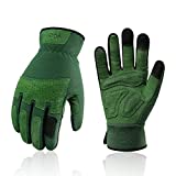 Vgo 1-Pair Ladies' Synthetic Leather Gardening Gloves, Puncture-proof, Thornproof, Durability & Anti-shock Work Gloves, Touchscreen (Size M, Green, SL7471)