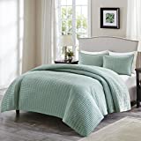 Comfort Spaces Kienna Quilt Set-Luxury Double Sided Stitching Design All Season, Lightweight, Coverlet Bedspread Bedding, Matching Shams, King/Cal King(104"x90"), Seafoam