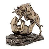 Veronese Design 6 Inch Tall Wall Street Stock Market Bull Bear Fight Financial Broker Gift Abstract Cold Cast Resin Bronze Finish Tabletop Statue