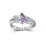 PJM Customized Sterling Silver Womens High School Class Ring  Gem Collection  Fully Personalized (Sterling Silver Platinum)