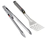 Grill Light 2-Piece Stainless Steel LED Spatula & Tong BBQ Grilling Set | Restaurant Grade Tools with Built-in LED Flashlight Handle | Waterproof & Dishwasher Safe | Super Bright to Grill in The Dark